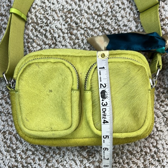 PARFOIS TEXTURED CROSSBODY BAG CHARTREUSE COWHIDE LEATHER HAIR MADE IN PORTUGAL - Picture 14 of 17